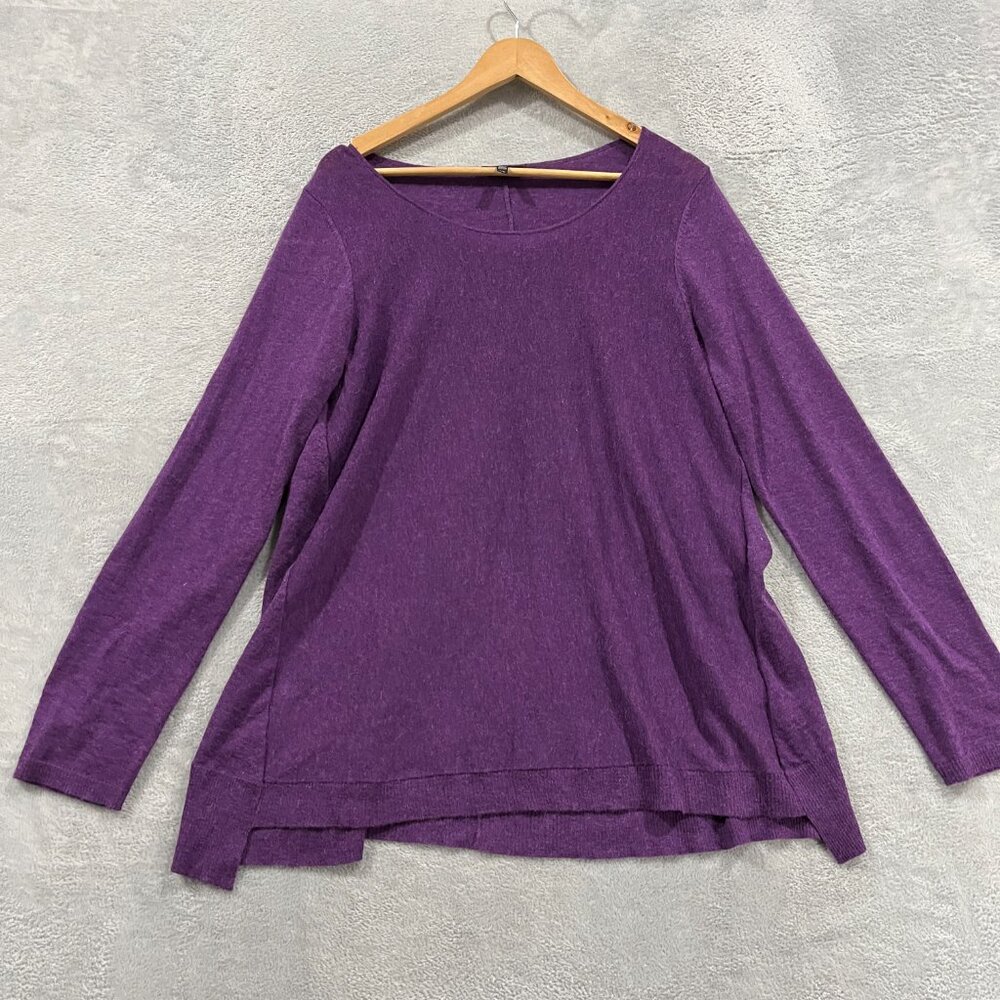 Eileen Fisher Top‎ Womens Large Wool Purple Long Sleeve Pullover